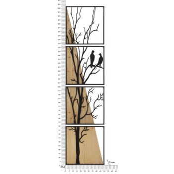 PANNELLO DA MURO BIRD FERRO E WOOD SET 4PZ