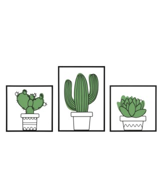 PANNELLO DA MURO CACTUS SET 3PZ 33X1,3X46,5-33X1,3X33