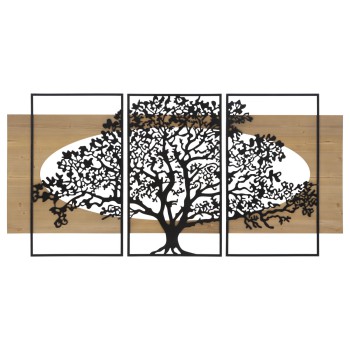 PANNELLO DA MURO TREE FERRO E WOOD SET 3PZ