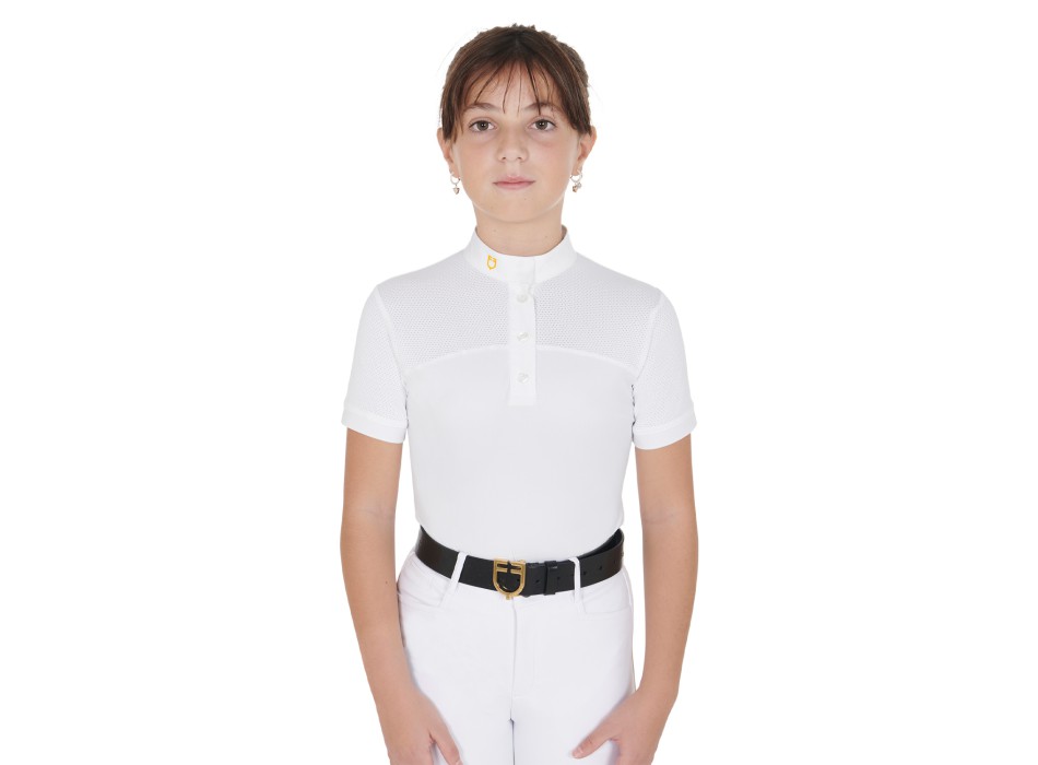 POLO BAMBINA DA CONCORSO SLIM FIT TESSUTO TRAFORATO