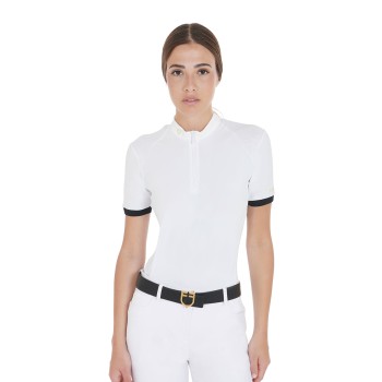 POLO DONNA SLIM FIT CON SPALLINI A CONTRASTO