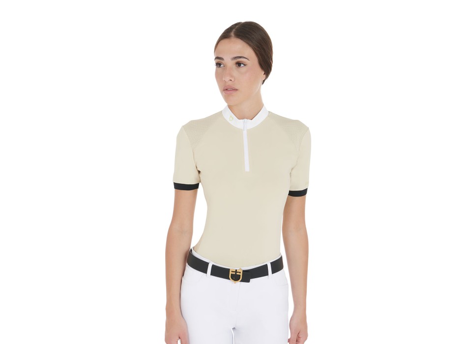 POLO DONNA SLIM FIT CON SPALLINI A CONTRASTO