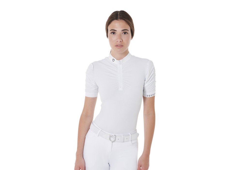 POLO DONNA SLIM FIT DA CONCORSO CON MANICHE ARRICCIATE