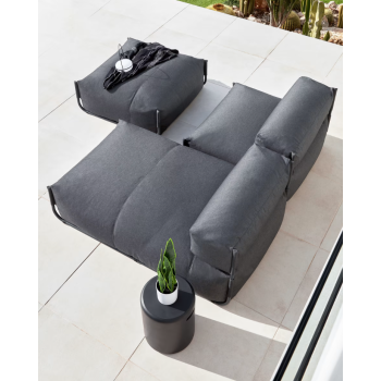 Pouf divano modulare 100% outdoor Square grigio scuro e alluminio nero 101 x 101 cm