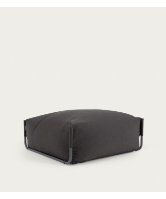 Pouf divano modulare 100% outdoor Square grigio scuro e alluminio nero 101 x 101 cm