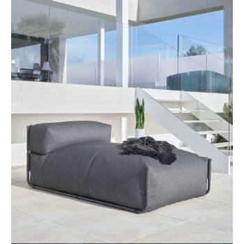 Pouf divano modulare longue outdoor Square grigio scuro e alluminio nero 165x101 cm