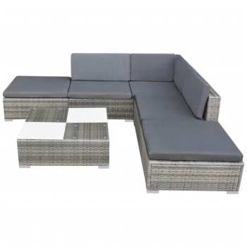 Set Divani da Giardino 6 pz con Cuscini in Polyrattan