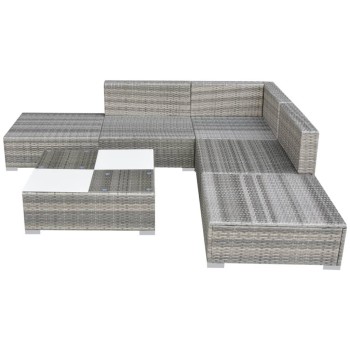 Set Divani da Giardino 6 pz con Cuscini in Polyrattan