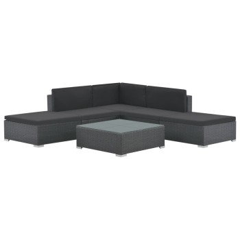 Set Divani da Giardino 6 pz con Cuscini in Polyrattan