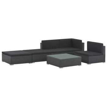 Set Divani da Giardino 6 pz con Cuscini in Polyrattan