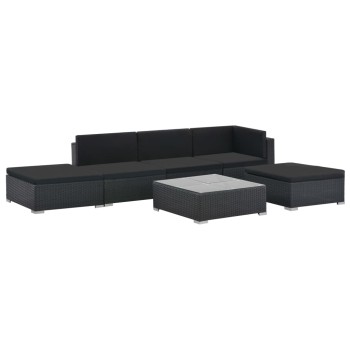 Set Divani da Giardino 6 pz con Cuscini in Polyrattan