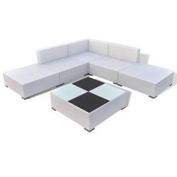 Set Divani da Giardino 6 pz con Cuscini in Polyrattan