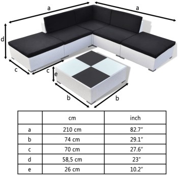 Set Divani da Giardino 6 pz con Cuscini in Polyrattan