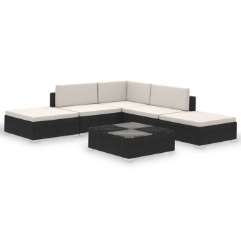 Set Divani da Giardino 6 pz con Cuscini in Polyrattan