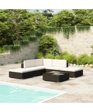 Set Divani da Giardino 6 pz con Cuscini in Polyrattan