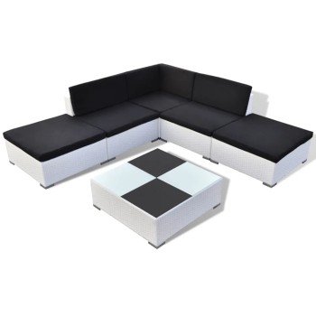 Set Divani da Giardino 6 pz con Cuscini in Polyrattan