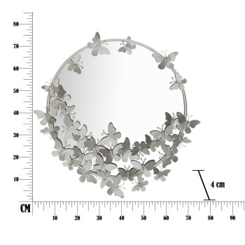 SPECCHIO FARFALLE ROUND SILVER