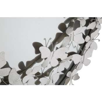 SPECCHIO FARFALLE ROUND SILVER