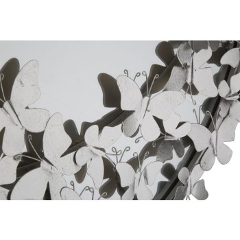 SPECCHIO FARFALLE ROUND SILVER