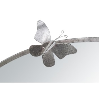 SPECCHIO FARFALLE ROUND SILVER