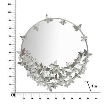 SPECCHIO FARFALLE ROUND SILVER