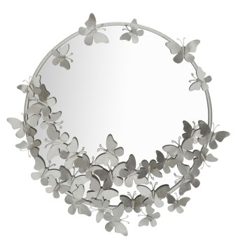 SPECCHIO FARFALLE ROUND SILVER