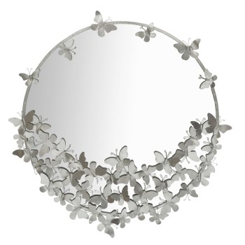 SPECCHIO FARFALLE ROUND SILVER