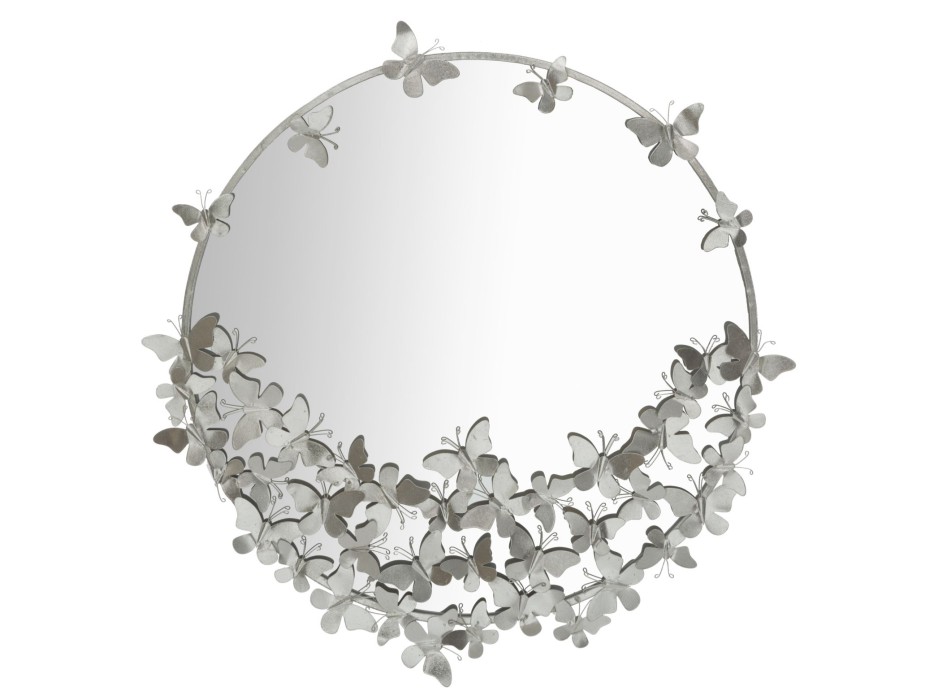 SPECCHIO FARFALLE ROUND SILVER