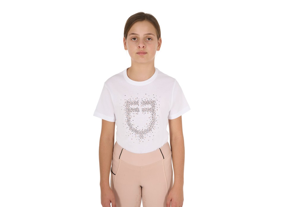 T-SHIRT BAMBINA SLIM FIT LOGO GLITTER ROSA