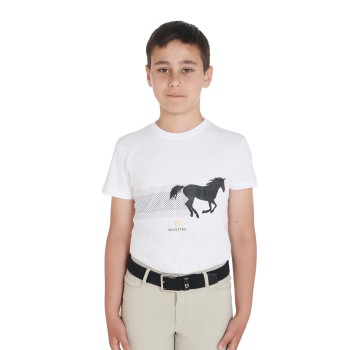 T-SHIRT BAMBINO SLIM FIT CON STAMPA CAVALLO DA CORSA