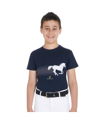 T-SHIRT BAMBINO SLIM FIT CON STAMPA CAVALLO DA CORSA