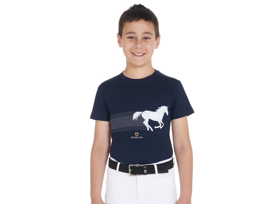 T-SHIRT BAMBINO SLIM FIT CON STAMPA CAVALLO DA CORSA