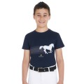 T-SHIRT BAMBINO SLIM FIT CON STAMPA CAVALLO DA CORSA