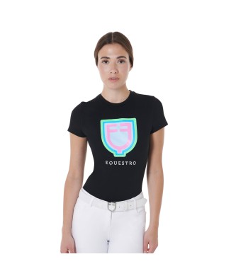 T-SHIRT DONNA SLIM FIT CON LOGO PSICHEDELICO