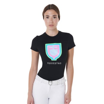 T-SHIRT DONNA SLIM FIT CON LOGO PSICHEDELICO