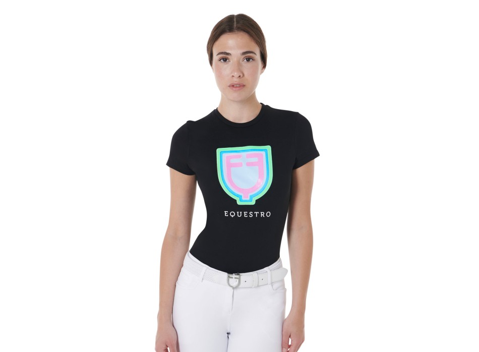 T-SHIRT DONNA SLIM FIT CON LOGO PSICHEDELICO