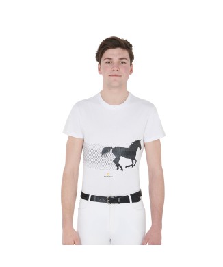 T-SHIRT UOMO SLIM FIT CON CAVALLO DA CORSA