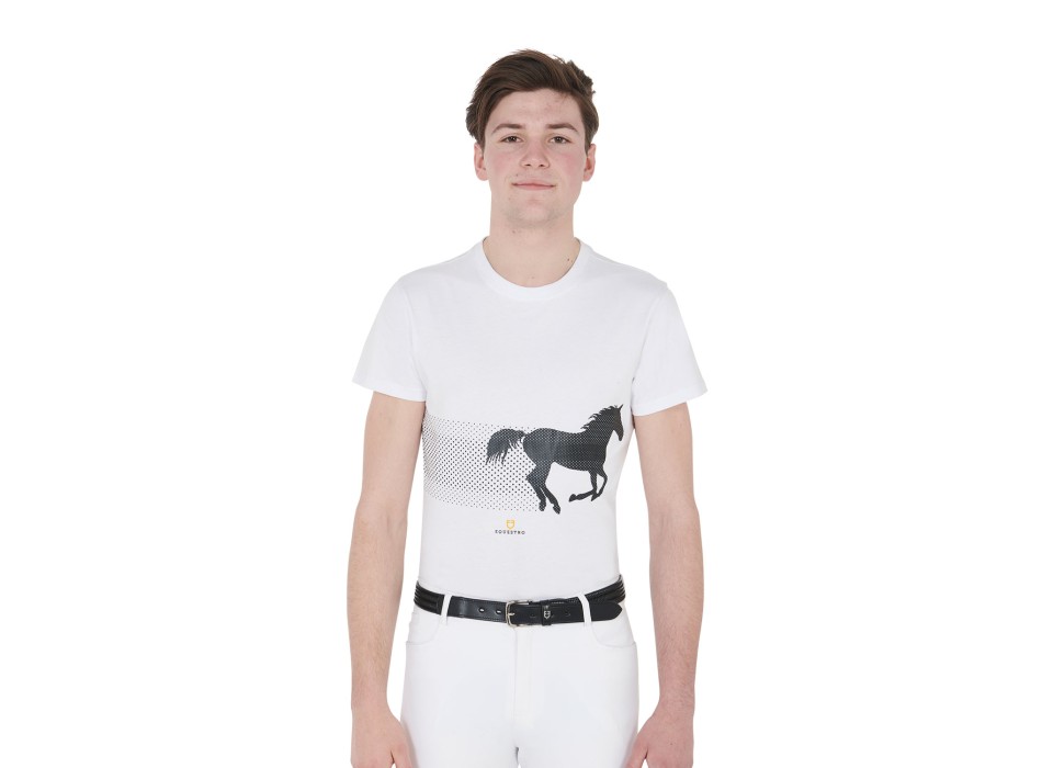 T-SHIRT UOMO SLIM FIT CON CAVALLO DA CORSA