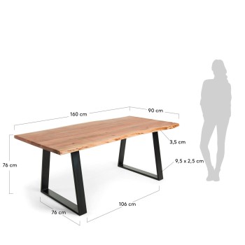 Tavolo Alaia in legno massello di acacia con finitia naturale