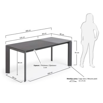 Tavolo allungabile Axis in vetro bianco e gambe in vetro bianco