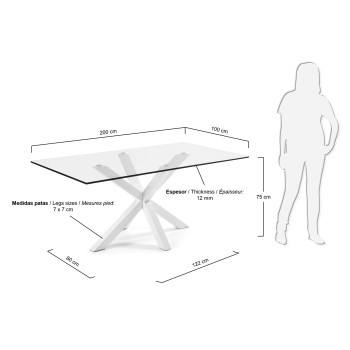 Tavolo Argo in vetro e gambe in acciaio finitura trasparente