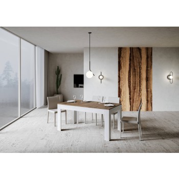 Tavolo Bibi - Tavolo allungabile 90x160/220 cm Bibi Mix piano Bianco Spatolato - base Antracite Spatolato