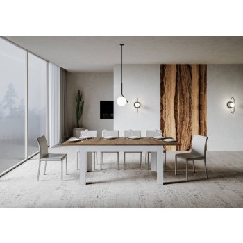 Tavolo Bibi - Tavolo allungabile 90x160/220 cm Bibi Mix piano Bianco Spatolato - base Antracite Spatolato