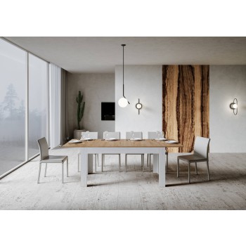 Tavolo Bibi - Tavolo allungabile 90x160/220 cm Bibi Mix piano Bianco Spatolato - base Antracite Spatolato