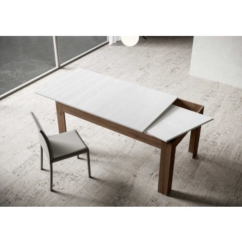 Tavolo Bibi - Tavolo allungabile 90x160/220 cm Bibi Mix piano Bianco Spatolato - base Antracite Spatolato