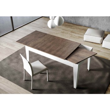 Tavolo Cico - Tavolo allungabile 90x120/180 cm Cico Mix piano Bianco Spatolato - base Antracite Spatolato