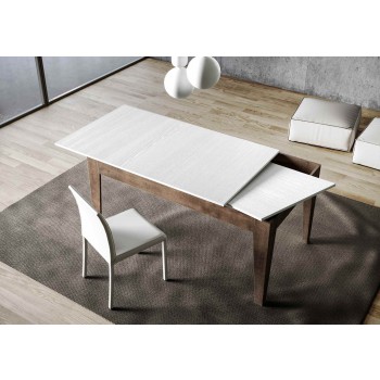 Tavolo Cico - Tavolo allungabile 90x120/180 cm Cico Mix piano Bianco Spatolato - base Antracite Spatolato