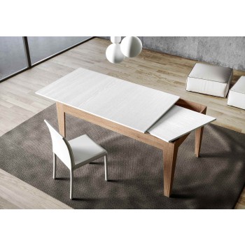 Tavolo Cico - Tavolo allungabile 90x120/180 cm Cico Mix piano Bianco Spatolato - base Antracite Spatolato