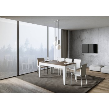 Tavolo Cico - Tavolo allungabile 90x160/220 cm Cico Mix piano Bianco Spatolato - base Antracite Spatolato