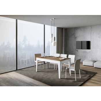 Tavolo Cico - Tavolo allungabile 90x160/220 cm Cico Mix piano Bianco Spatolato - base Antracite Spatolato